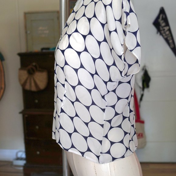40s / 1940s Navy White Dot Sheer Blouse by Robert using Bemberg Rayon - Picture 10 of 10